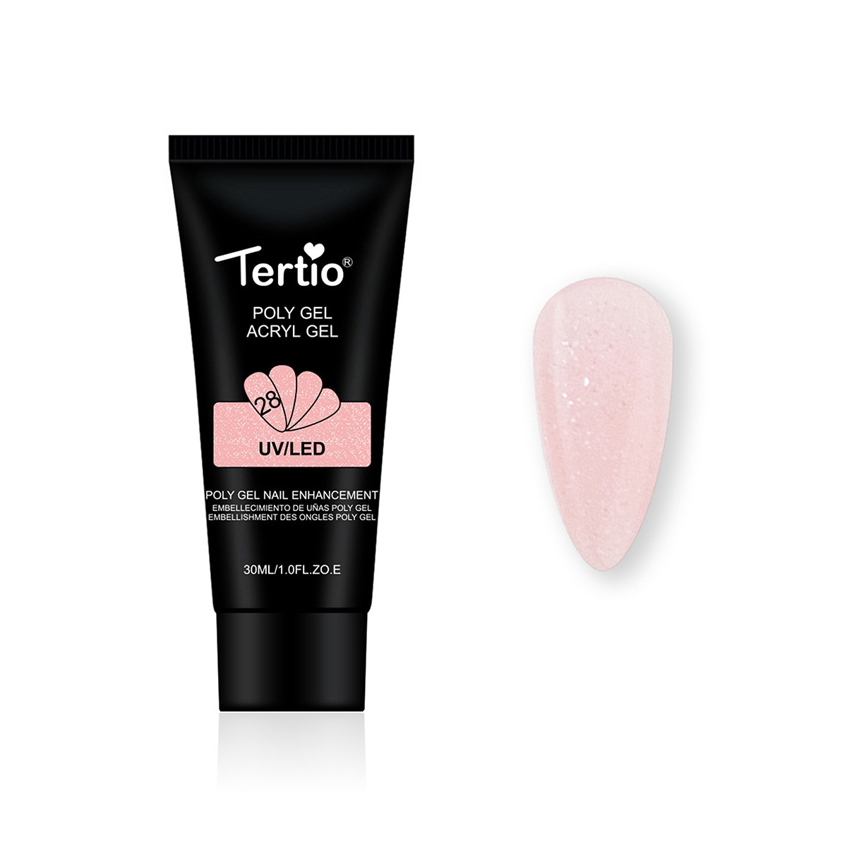 28. POLYGEL/ACRYGEL 30ML GLITTERATI TRASPARENTE ROSATO