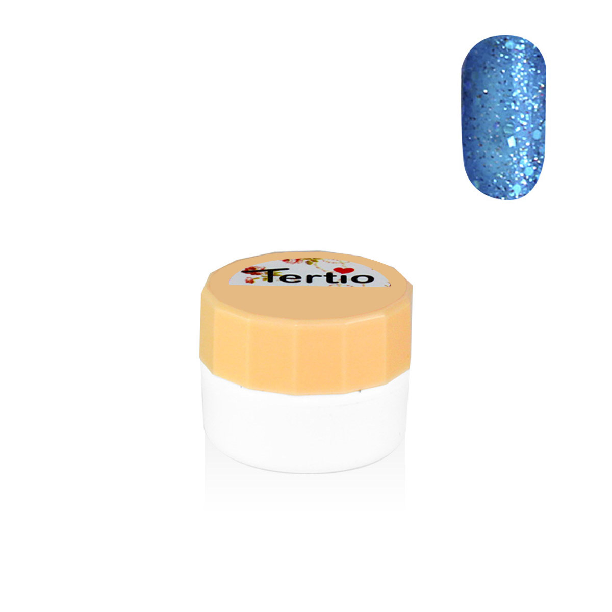 Gel colore semipermanente in barattolino bianco 8ml , blue glitter-107