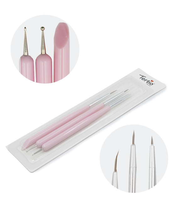 SET PENNELLI PER NAIL ART CON DOTTER ROSA