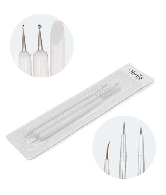 SET PENNELLI PER NAIL ART CON DOTTER BIANCHI