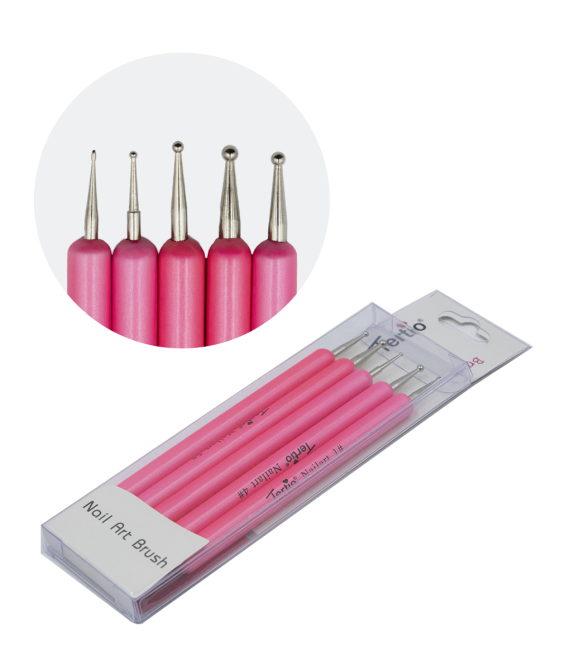 Kit 5 pennelli dotter per nail art rosa